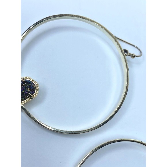 Kendra Scott Elora Gold Multi Drusy Hoop Earrings, Authentic - Picture 3 of 16